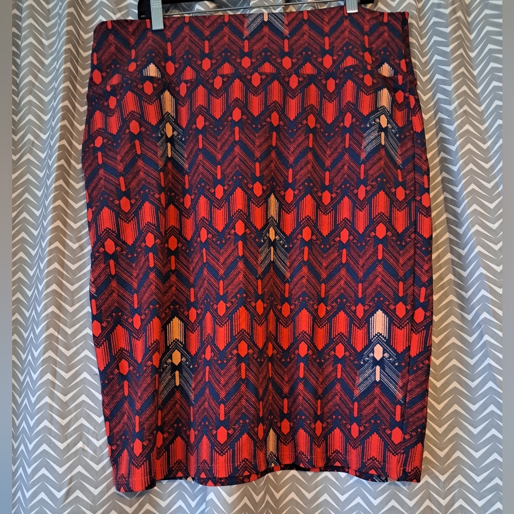 LulaRoe Geometric Red Pencil Skirt 3x